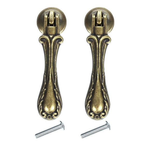 LXZ Vintage Brass Ring Pulls - Set Of 4 Antique Cabinet Handles For Drawers & Doors