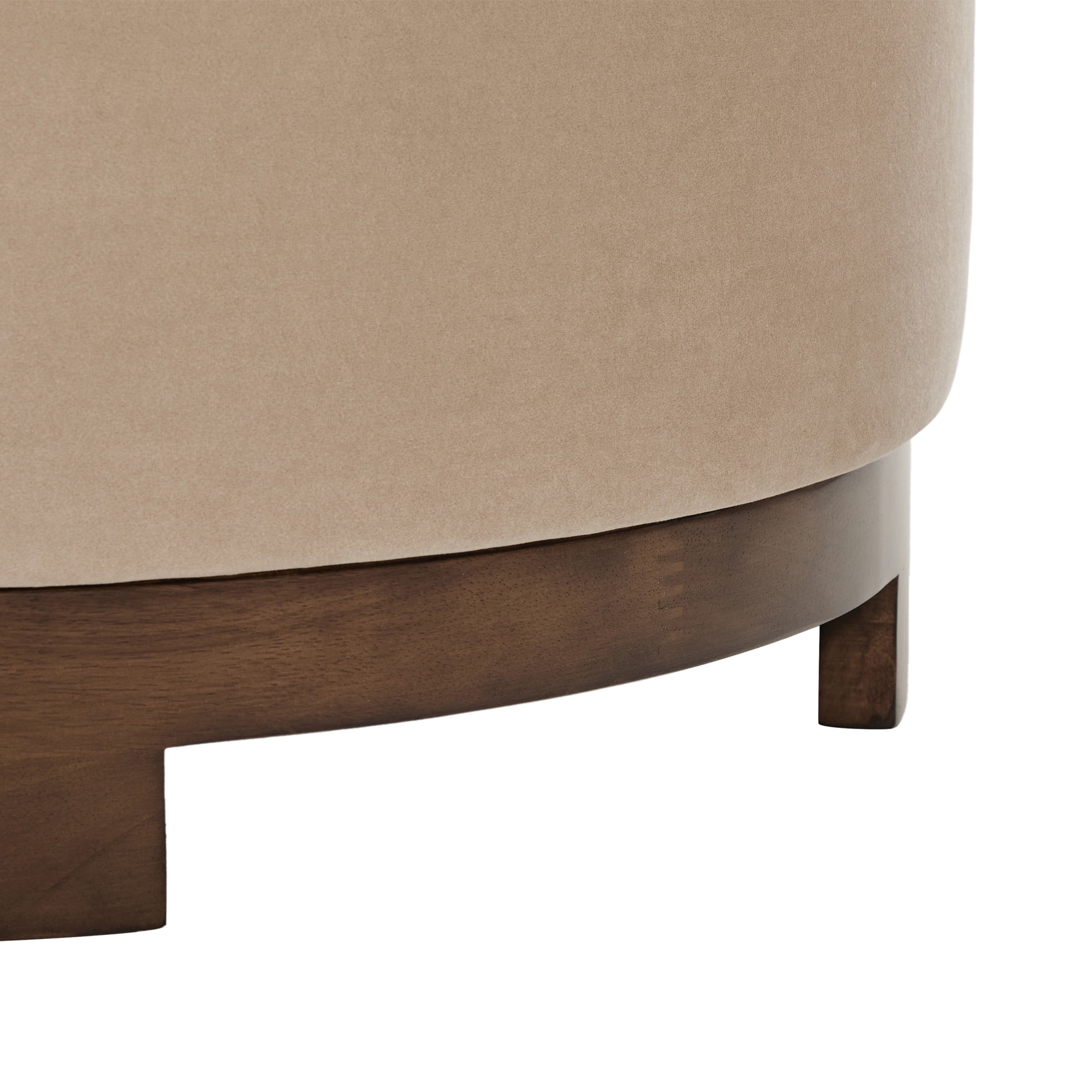 Christopher Knight Home 29" Round Upholstered Ottoman, Solid Wood Base, Accent Footstool or Coffee Table, Camel