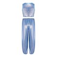 thumbnail image 4 of Miutii Girls 2 Piece Dance Outfits Shiny Tops and Pants Set Cheer Outfit for Stage Performance Light Blue 5-6, 4 of 5