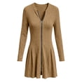 thumbnail image 5 of Oksale Womens Sweater Dresses Soft Cozy Long Sleeve Zipper Ribbed Dress Bodycon Mini Dress Knit A-Line Fall Dresses 2026 Khaki XL, 5 of 6