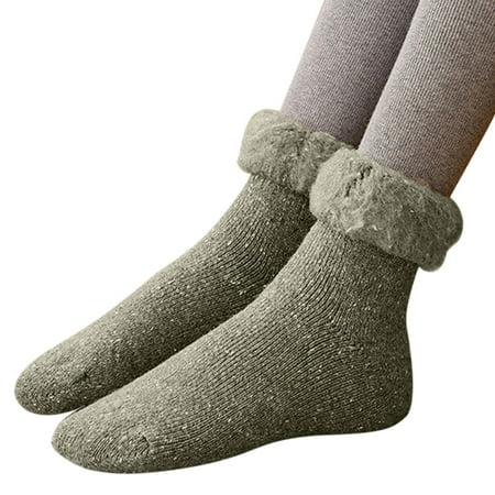 

fvwitlyh Tights Fishnet Women Winter Thickened Snow Socks Plus Velvet Mid Tube Socks Turn Over Solid Stocking And Garter Belt Set
