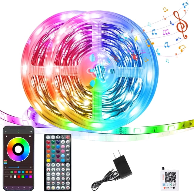 Tira de luces LED GANZQH 150m RGB con control remoto y de aplicaciones