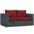 thumbnail image 2 of Modway Summon Aluminum and Rattan Patio Loveseat in Canvas/Red, 2 of 5