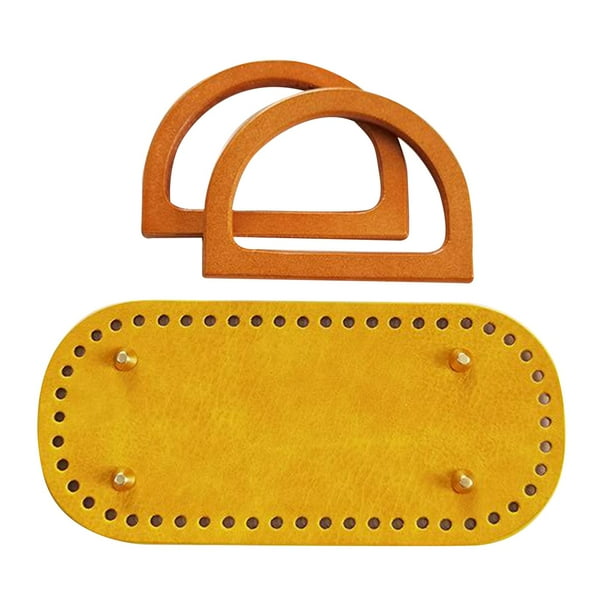 Juego de asas para bolso de ganchillo con base de cuero, tejido DIY con agujeros. Estilo 3