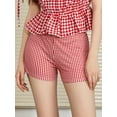 thumbnail image 5 of Biezeib Women's Plaid Shorts Casual Tight Fitted Elastic Waist Stretch Short Pants for Summer, 5 of 6