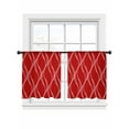thumbnail image 2 of Red Stripes Lines Sheer Curtains 54 Inches Long 2 Panels Abstract Waves Striped Classic Light Filtering Semi Sheer Window Curtains Drapes for Bedroom Living Room 52"x54", 2 of 7