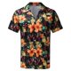 thumbnail image 3 of Camisas Para Hombre Top de primavera y verano para hombre, blusa informal holgada de manga corta con cuello vuelto y estampado Hawaiano, blusa informal con botones (Black, 3XL), 3 of 3