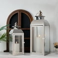 thumbnail image 6 of JHY DESIGN Silver Stainless Steel Candle Lantern with Tempered glass 20.5"&15" High Candle Lanterns for Indoor Outdoor, 6 of 6