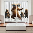 thumbnail image 2 of Ambesonne Funny Bear Kitchen Curtains, Dancing Huge Glasses, 55"x45", Chocolate White, 2 of 3