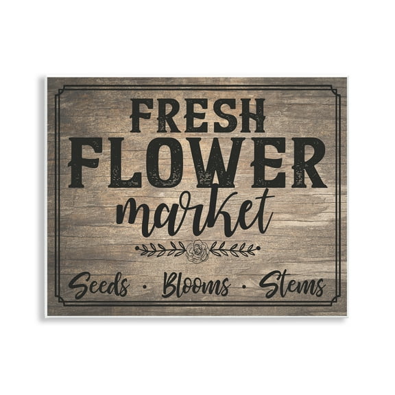 Stupell Industries Rustic Flower Market Text & Numbers Painting Unframed Art Print Wall Art, 14 x 11