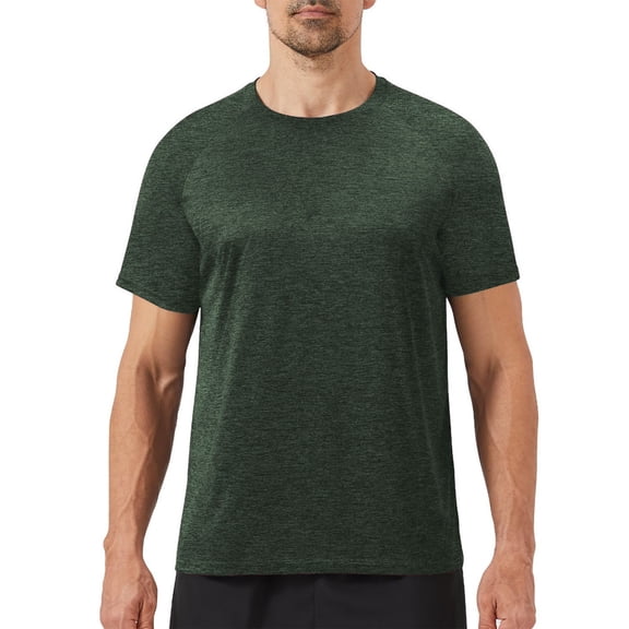 Havenx Upf 50  Swim Shirts for Men Short Sleeve Sun Protection Shirts Fast Dry Moisture Wicking T Shirts Athletic Workout Casual Loose Fit Running Swim Tops Tee,Dark Green 3XL