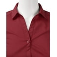 thumbnail image 4 of DOUBLJU Women's Slim Fit Plain Classic Short Sleeve Button Down Collar Shirt Blouse, 4 of 5