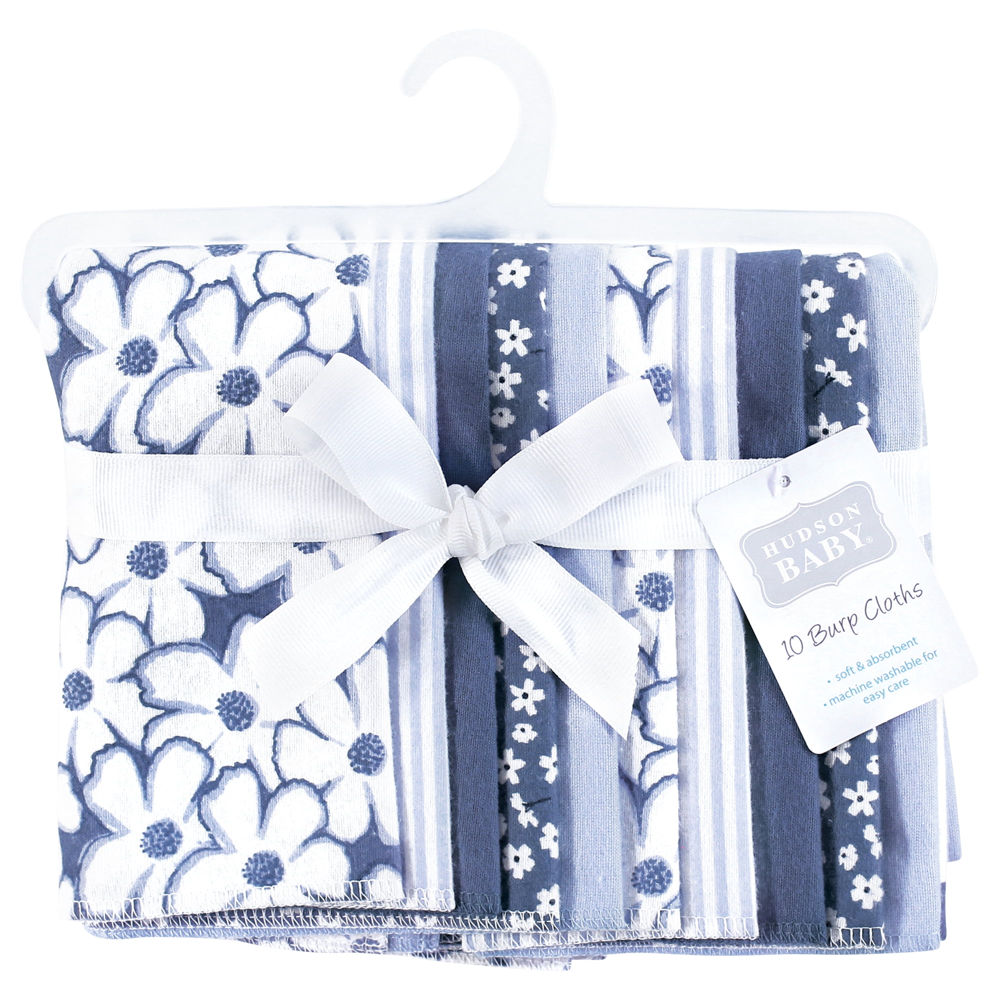 Hudson Baby Unisex Baby Cotton Poly Flannel Burp Cloths, Blue Cosmos, One Size