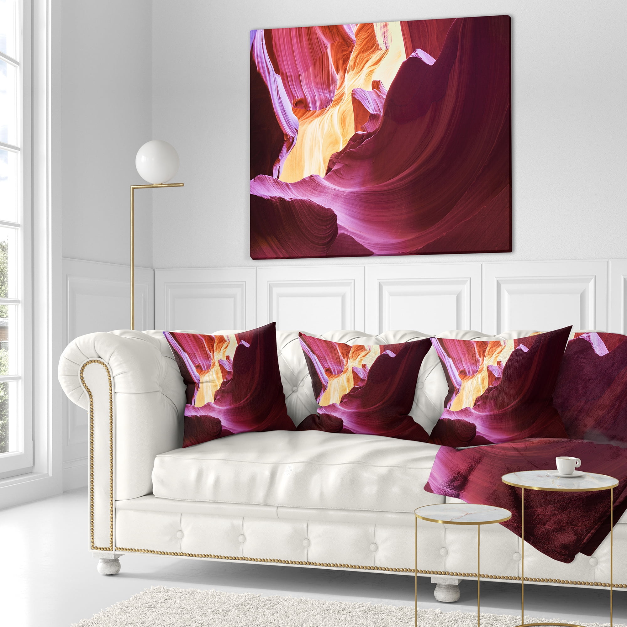 Designart Purple in Antelope Canyon - Landscape Photography Throw Pillow - 18x18