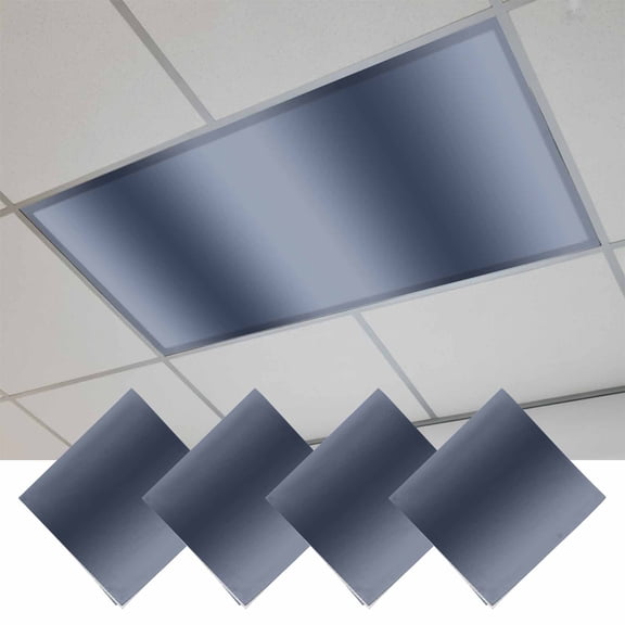 Navy Blue Ombre Fluorescent Light Covers, Modern Abstract Art Farmhouse Gradient Magnetic Light Covers for Ceiling Lights, Fluorescent Ceiling Shade Filters for Classroom Bedroom Office 4x2Ft x 4PCS