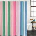 thumbnail image 3 of Pink Green Blue Stripe Waterproof Fabric Shower Curtain,Farmhouse Stripes Contemporary Waterproof Fabric Shower Curtain for Bathroom Curtains Bathtubs Shower Curtains with 12 Hooks Standard 60x72, 3 of 8