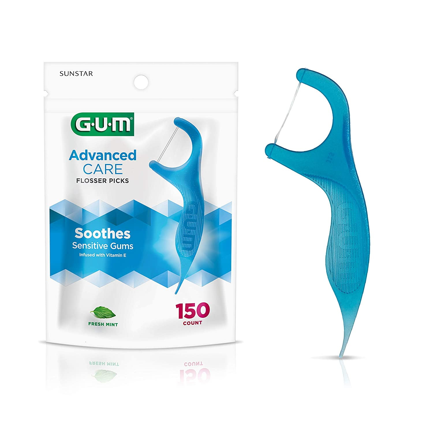 Sunstar 888JC Gum Advanced Care Dental Clean Flossers, Fresh Mint, 150