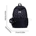thumbnail image 2 of Bow Embroidery School Backpack, Star Print Backpack with Mini Pendant Bag, Lightweight Loptop Backpack for Travel Shopping (Black), 2 of 6