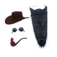 thumbnail image 1 of Sombrero de vaquero y barba, disfraz de vello facial para fiestas, escenario y Halloween negro, 1 of 9