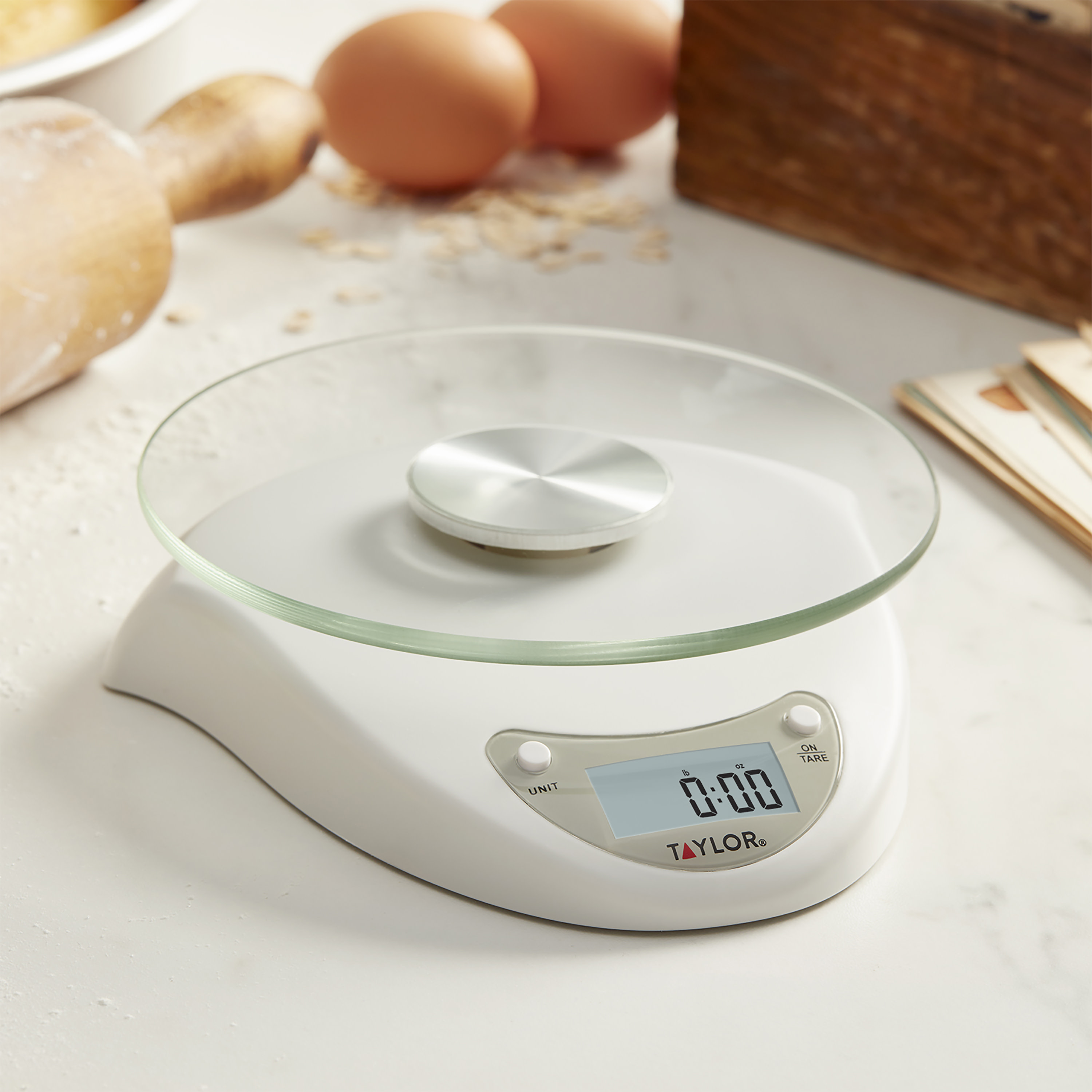 Taylor Digital Glass Platform Kitchen Scale, White photo 3
