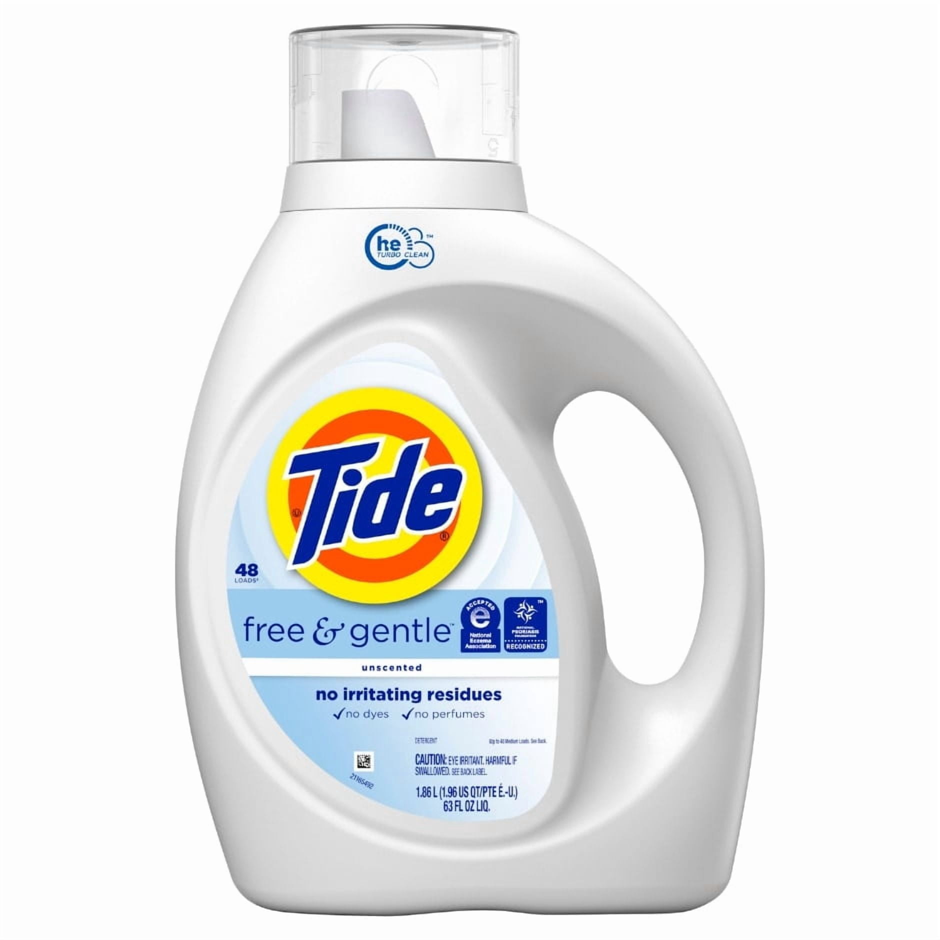 Tide Free & Gentle Liquid Laundry Detergent (Pack 3) - 144 Loads, 189fl