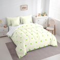 thumbnail image 3 of Manfei Cute Heart Print 7-Piece Bedding Comforter Set,Cartoon Loves Pattern King Bedding Sets,Yellow Green Bed Sheets For Girls,Microfiber Bedroom Decor Reversible, 3 of 8