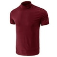 thumbnail image 4 of RYRJJ Mens T Shirt Short Sleeve Basic Designed Fashion Mock Turtleneck Slim Fit Undershirt Pullover Solid Color Workout Tops(Wine,S), 4 of 6