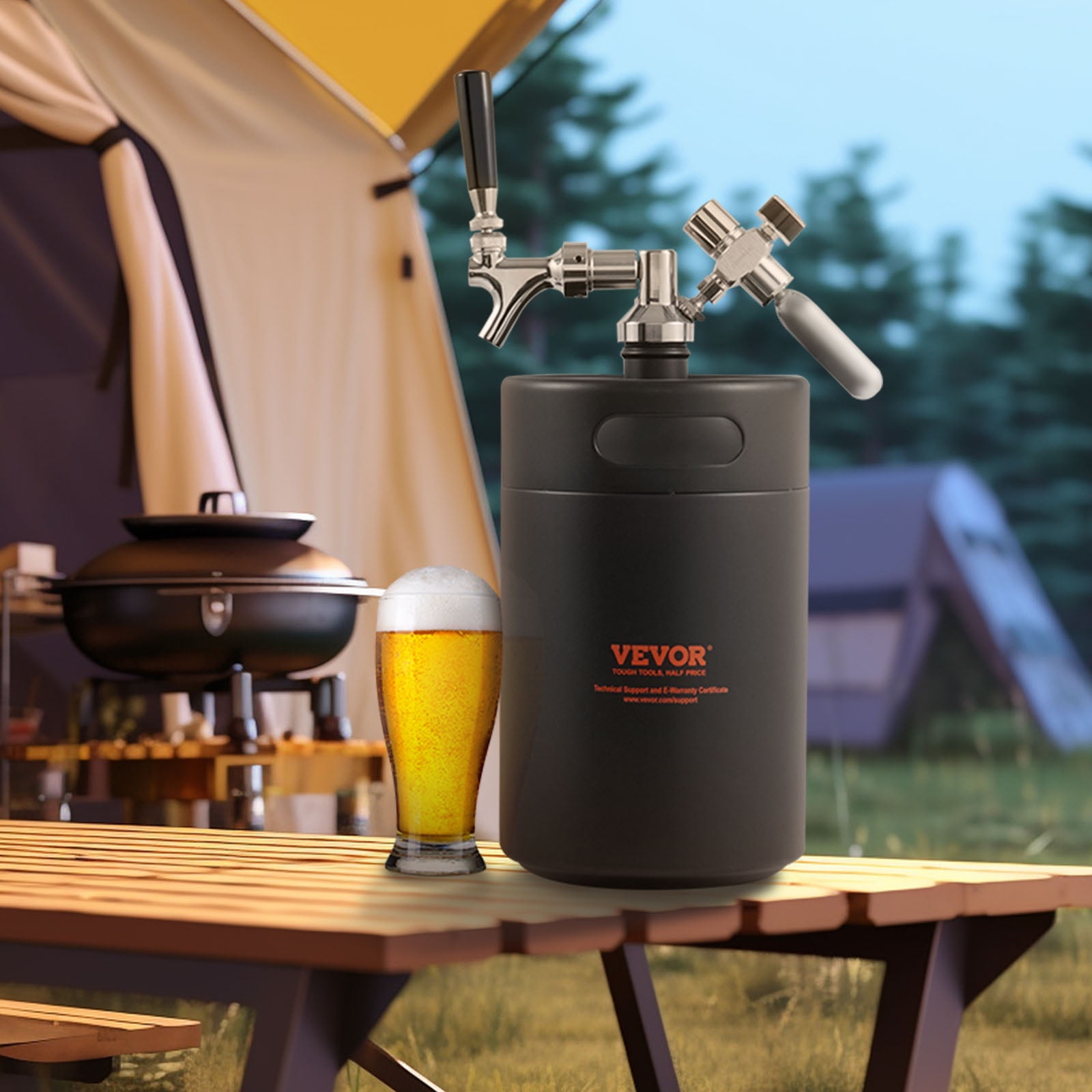 VEVOR Beer Growler Tap System Pressurized Growler Mini Beer Keg Draft Beer Growler with Pressure Display Homebrew 170 Oz/5 L Black