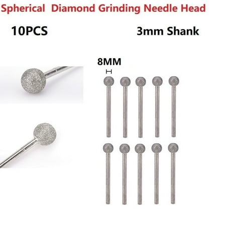 

BCLONG 10PC Diamond Round Ball Burr Drill Bit Set For Carving Engraving Drilling 4-12mm