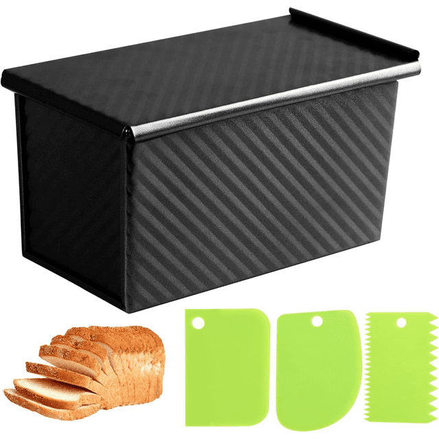 Bread Pans with Dough Scraper Cutter-Pullman Loaf Pan with Lid,Covered Bread Pan for Homemade Sandwich Bread and Baking