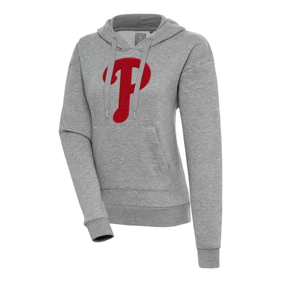 Women's Antigua  Heather Gray Philadelphia Phillies Victory Pullover Hoodie