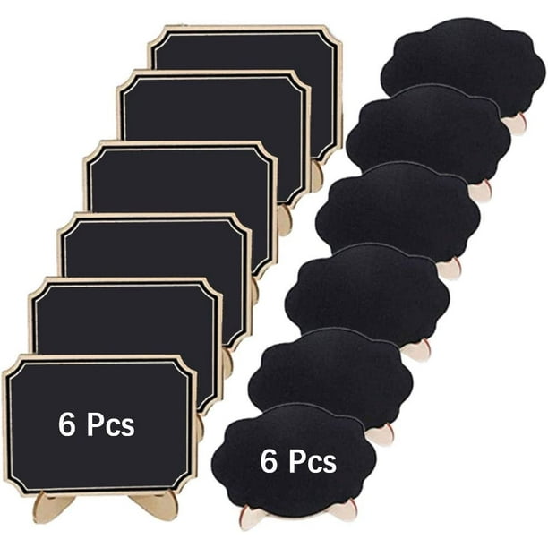 Nvzi 12 Pack Mini Chalkboard Signs with Stand,Small Rectangle Wooden Chalkboards Blackboard for