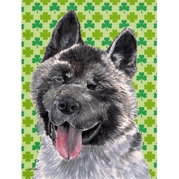 Akita St. Patricks Day Shamrock Flag Garden Size