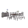 thumbnail image 2 of Light Gray 8pc Dining Set 2-Tone Dining Table Ladder Back Chairs Upholstered Seat Bench Contemporary Wooden Furniture, 2 of 9
