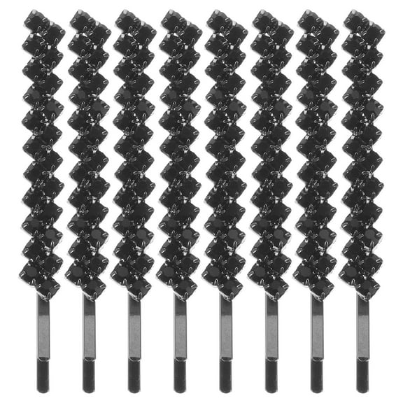 KONTONTY 8Pcs Black Hair Clips with Rhinestones Decorative Bobby Pins for Thick Hair Styling