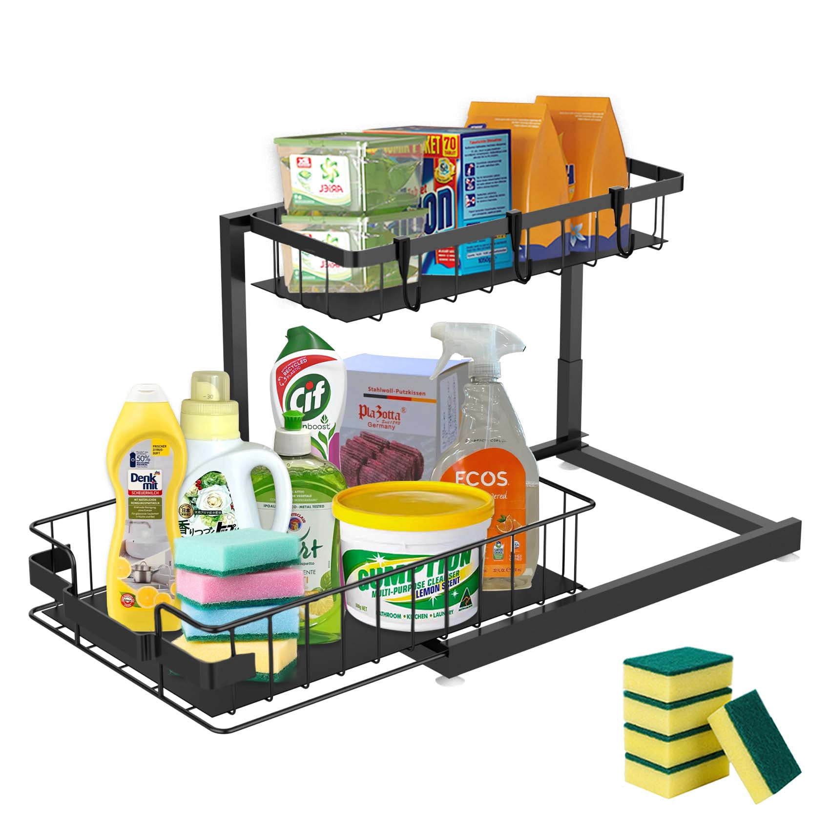 Lnrkai Under Sink Organizer and Storage, Pull Out Bathroom Cabinet Organizer, Multi-Purpose Storage Shelf for Kitchen Cabinet