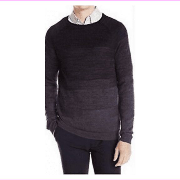 Calvin Klein ,Men's Crew Neck Merino Wool Pullover Sweater,Black combo,XXL