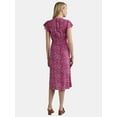 thumbnail image 3 of Time and Tru Women's and Women's Plus Smocked Waist Midi Dress with Short Sleeves, Sizes XS-4X, 3 of 4