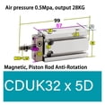 thumbnail image 1 of Anti-rotation Mini Free Mount Pneumatic Cylinder Bore 32mm Built-In Magne Double Acting Micro Single Rod Cylinder ,Double Acting, 1 of 7