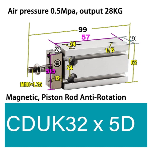 Anti-rotation Mini Free Mount Pneumatic Cylinder Bore 32mm Built-In Magne Double Acting Micro Single Rod Cylinder ,Double Acting