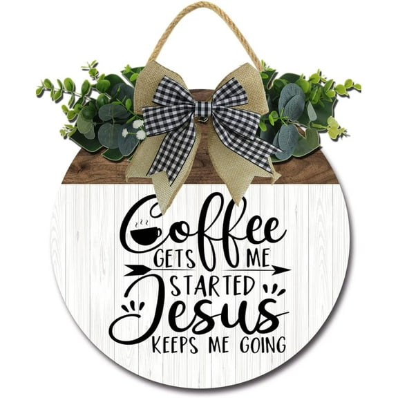 Eveokoki 12" But First Coffee Sign Coffee Bar Decor Farmhouse Wall DecorWooden Round Retro Rustic Coffee Bar Decor Coffee Lover Coffee Station Decor Home Office Kitchen