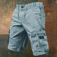 thumbnail image 2 of CONZONE Mens Baggy Cargo Shorts Casual Solid Color Elastic Waist Drawstring Cargo Shorts for Men Lightweight Relaxed Fit Summer Workout Shorts With Pockets, 2 of 9