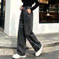 thumbnail image 6 of Edvintorg Straight Leg Jeans for Girls Cute Heart Patchwork Elastic Waist Wide Leg Denim Pants with Pockets Teen Girl Clothes 5-15, 6 of 6
