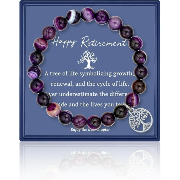 Retirement Bracelet with Tree of Life, Retirement Gifts for Women 2025, Happy Retirement Gifts for Mom, Aunt, Grandma, Teacher, Coworker