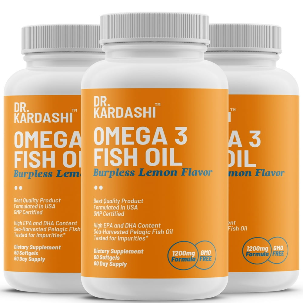 Dr. Kardashi Omega 3 Fish Oil 1200 Mg Burpless Essential Fatty Acids Natural Immune System