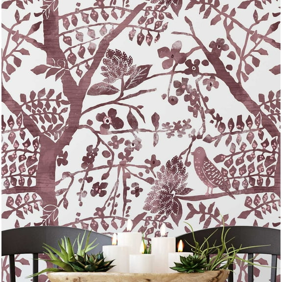 S4Sassy Self Adhesive Wallpaper, Tree & Bird Wallpaper, Brown Removable Diy Vinyl Wall Covering, Peel And Stick Contact Paper For Entryway Accent Wall, Easy Home Decor Solution (25"X 60")