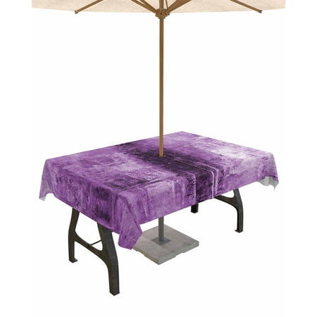 

Lsrtoss Outdoor Tablecloth with Umbrella Hole & Zipper Purple Rectangle Tablecloth 60x84 Inch Retro Oil Painting Modern Abstract Art Aesthetics Patio Table Cover Waterproof Table Cloth for Picnic
