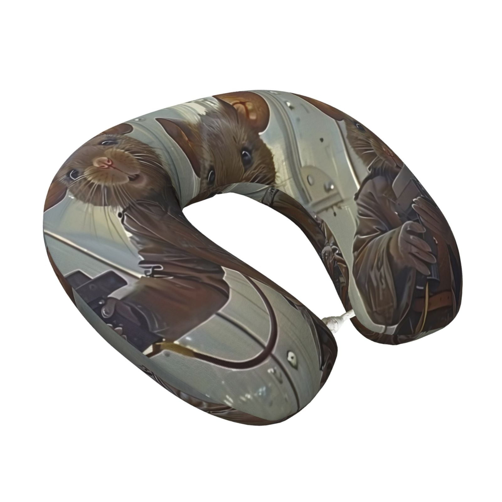 Xecao Steampunk Space Mice Warriors Print Memory Foam Cervical Neck Pillow Versatile U-Shaped Pillows for Home,Office,Camping,Travelling,Soft Washable Cover