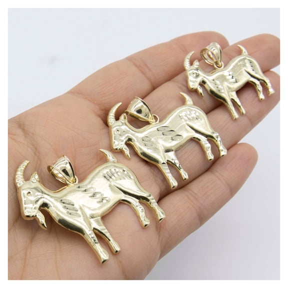Diamond-Cut Goat Pendant Unisex Adult 10K Yellow Gold, All Sizes - Goldum NYC