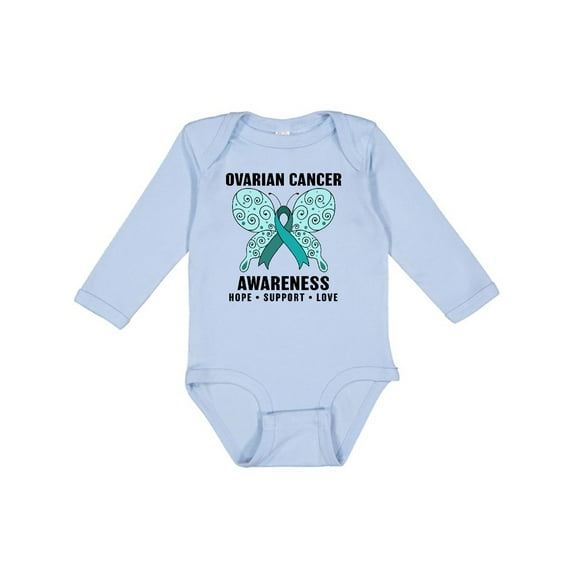 Inktastic Ovarian Cancer Awareness Hope Support and Love Boys or Girls Long Sleeve Baby Bodysuit
